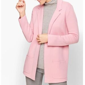 Talbots Knit Sweater Merino Wool Blend Blazer Pink Size XS